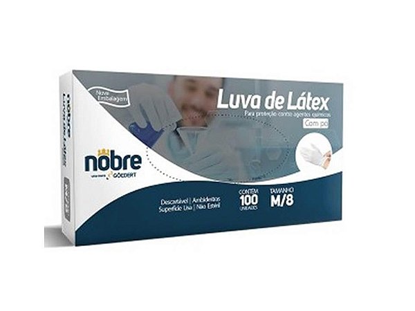 LUVA LATEX M COM PO CX C/100 - NOBRE
