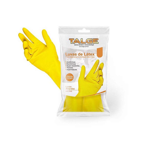 LUVA DE BORRACHA G AMARELA SEM FORRO - TALGE