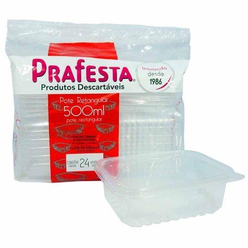 POTE RETANGULAR P/ FREEZER E MICROONDAS 500ML CX C/144 (6X24) - PRAFESTA