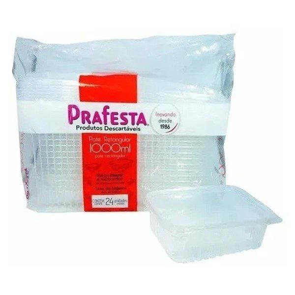 POTE RETANGULAR P/ FREEZER E MICROONDAS 1000ML CX C/144 (6X24) - PRAFESTA