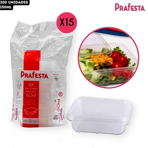 POTE RETANGULAR P/ FREEZER E MICROONDAS 1500ML CX C/120 (12X10) - PRAFESTA