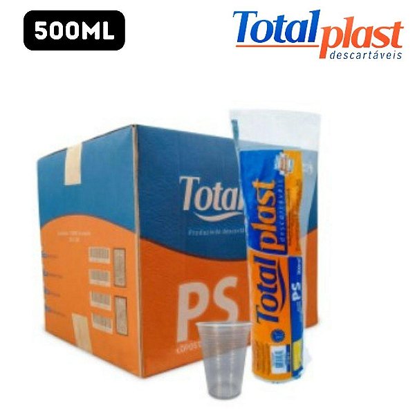 COPO 500ML PS TRANSPARENTE CX C/1000 (20X50) - TOTALPLAST