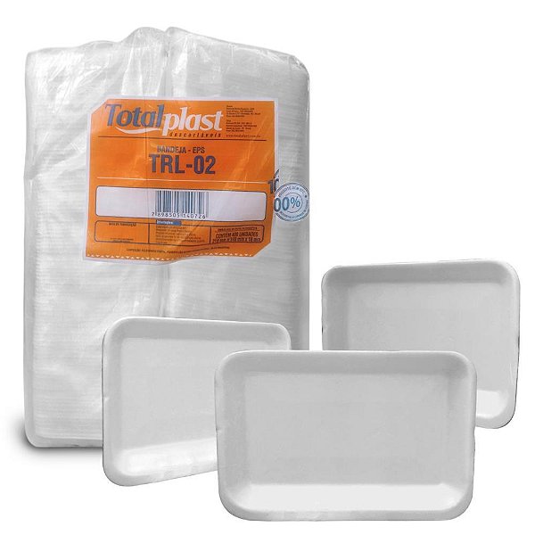 BANDEJA ISOPOR B2 RASA 14X21 FD C/400 - (TRL-02) - TOTALPLAST