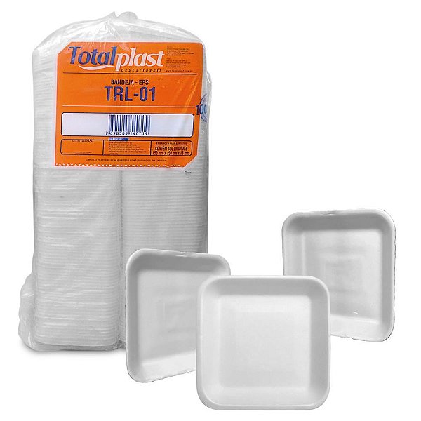 BANDEJA ISOPOR B1 RASA FD C/400 (TRL-01) - TOTALPLAST
