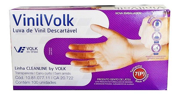 LUVA VINIL P SEM PO CX C/100 - VOLK