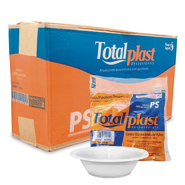PRATO PLASTICO BRANCO 15CM C/10 - TOTALPLAST