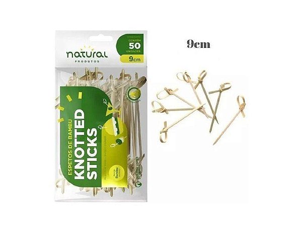 ESPETO DE BAMBU 9CM KNOTTED STICK C/50 - NATURAL