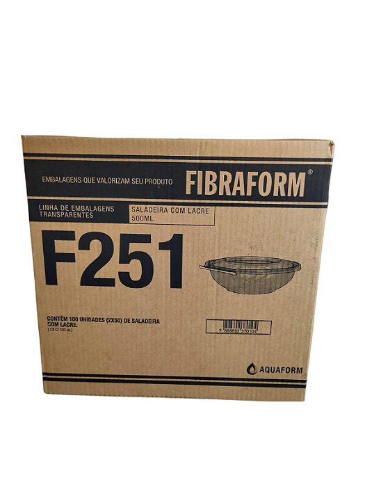 SALADEIRA REDONDA C/ LACRE 500 ML CX C/100 FIBRAFORM (F-251)
