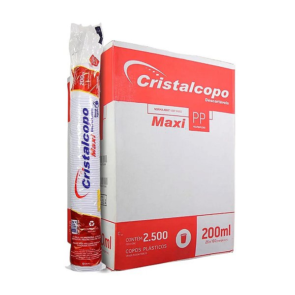 COPO 200ML PP BRANCO CX C/2500 (25X100) - CRISTALCOPO