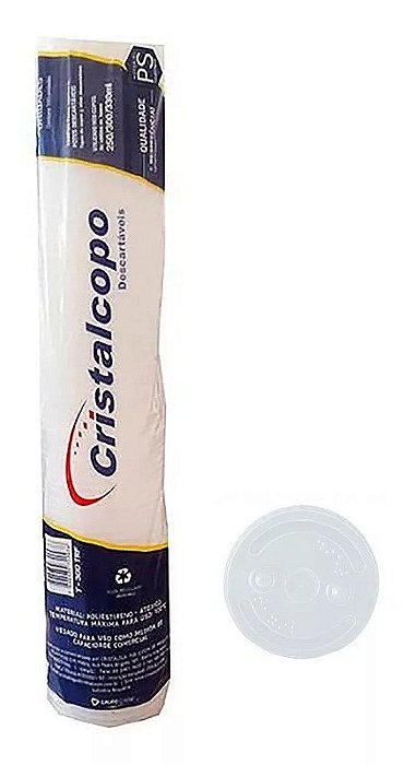 TAMPA PLASTICA P/ COPO 300ML CX C/2000 (40X50) -  CRISTALCOPO