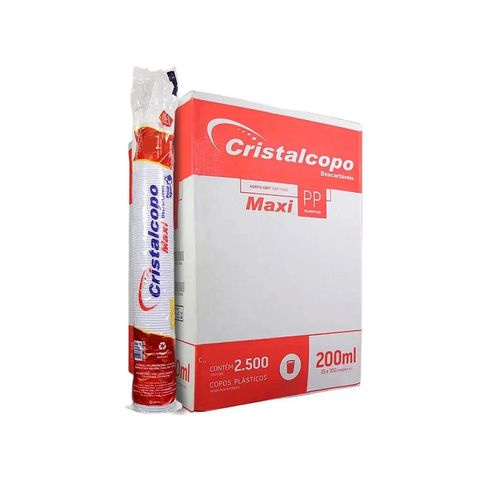 COPO 200ML PS BRANCO CX C/2500 (25X100) - CRISTALCOPO