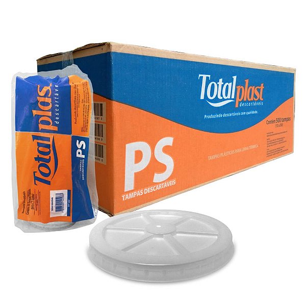 TAMPA PLASTICA P/COPO TERMICO 480ML CX C/500 - TOTAPLAST