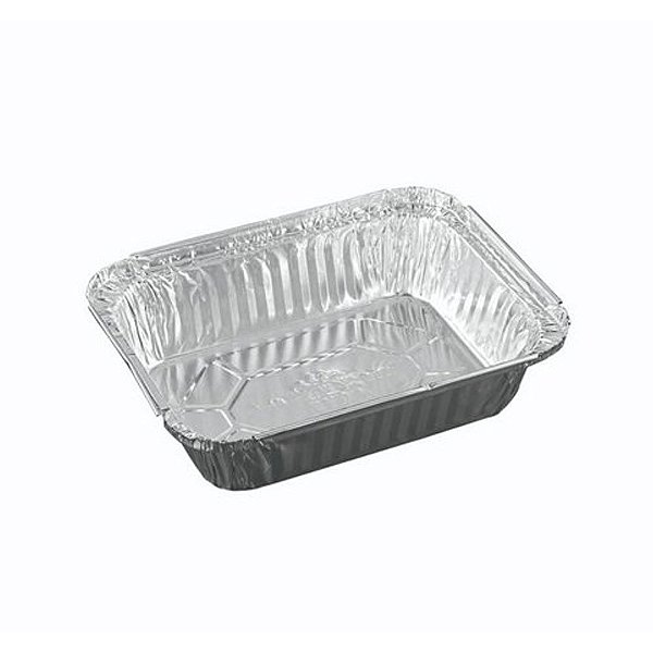 BANDEJA DE ALUMINIO RETANGULAR C/ TAMPA PET 500ML CX C/100 (D6-100) - WYDA