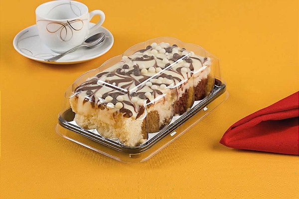 EMBALAGEM RETANGULAR MINI TORTA/BOLO FATIA PTA CX C/150 G62 S PR - GALVANOTEK