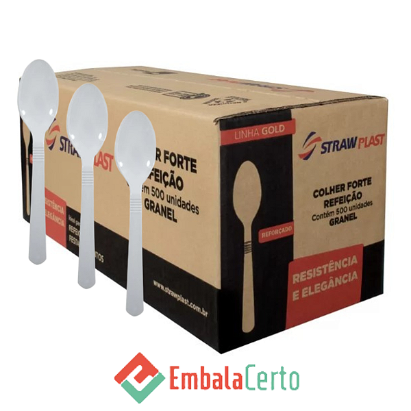 COLHER REFORCADA BRANCA CX C/500 - STRAW
