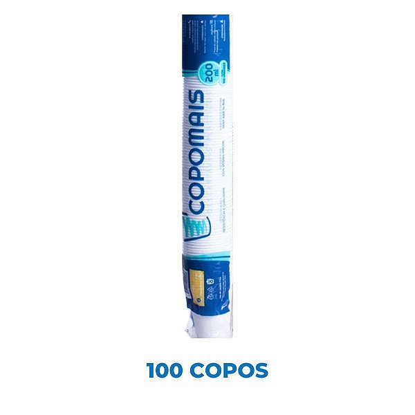 COPO 200ML PS BRANCO - COPOMAIS C/100