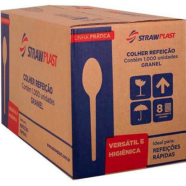 COLHER LEVE REFEICAO BRANCA CX C/1000 - STRAW