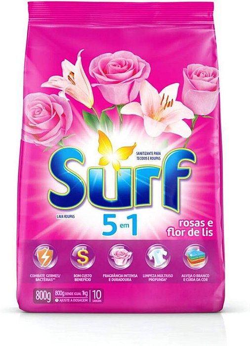 SABAO EM PO SURF 800GRS - ROSAS E FLOR DE LIS