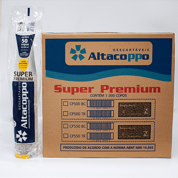 COPO 500ML PP TRANSPARENTE CX C/1000 (20X50) - ALTACOPPO SUPER PREMIUM