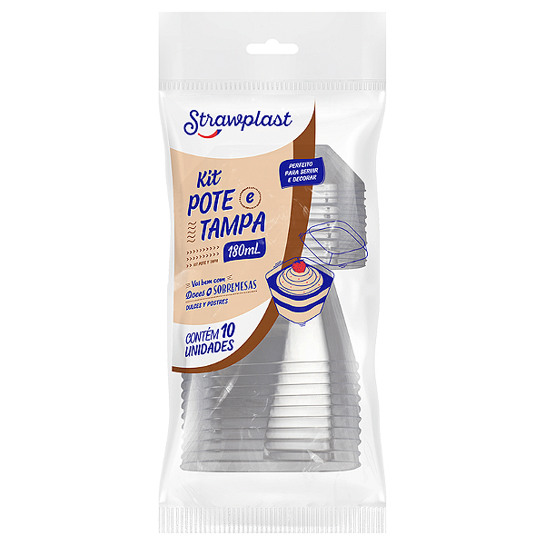 KIT POTE/TAMPA 180ML CRISTAL CX C/240 (24X10) - STRAW
