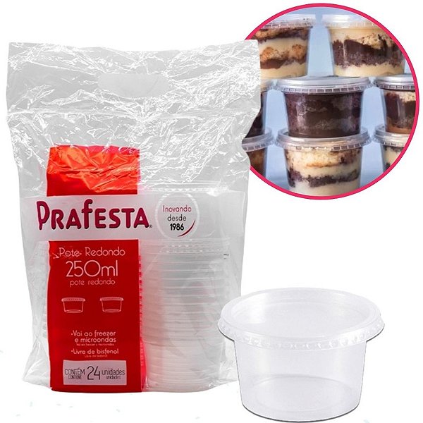 POTE REDONDO P/ FREEZER E MICROONDAS 250ML - PRAFESTA C/24