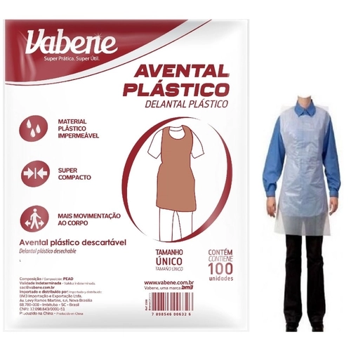 AVENTAL PLASTICO DESCARTAVEL 76X61 - C/100 - VIP LUVAS