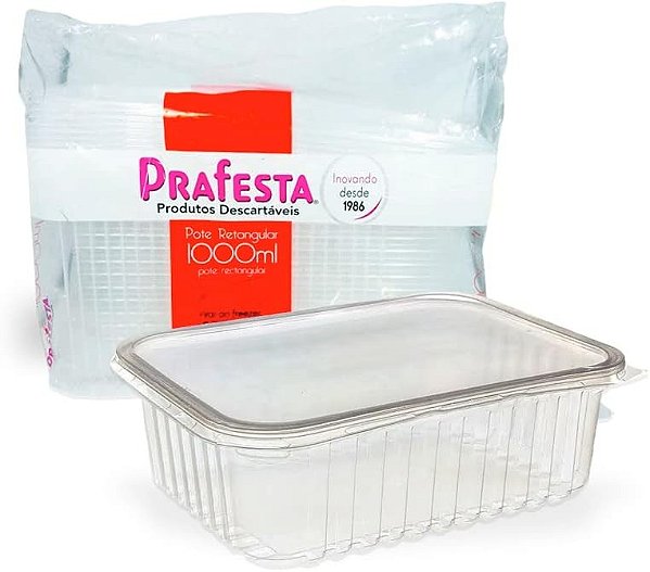POTE RETANGULAR P/ FREEZER E MICROONDAS 1000ML - PRAFESTA C/24