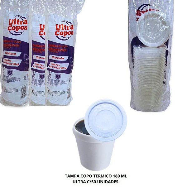 TAMPA PLASTICA P/COPO TERMICO 180ML CX C/1000 - ULTRATHERM