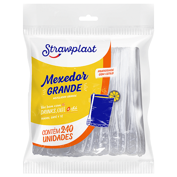 MEXEDOR DE DRINK GRANDE  REFORCADO CRISTAL  C/240 - STRAW