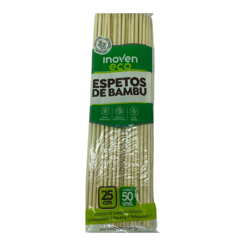 ESPETO DE BAMBU 25CMX4MM C/50 - INOVEN ECO
