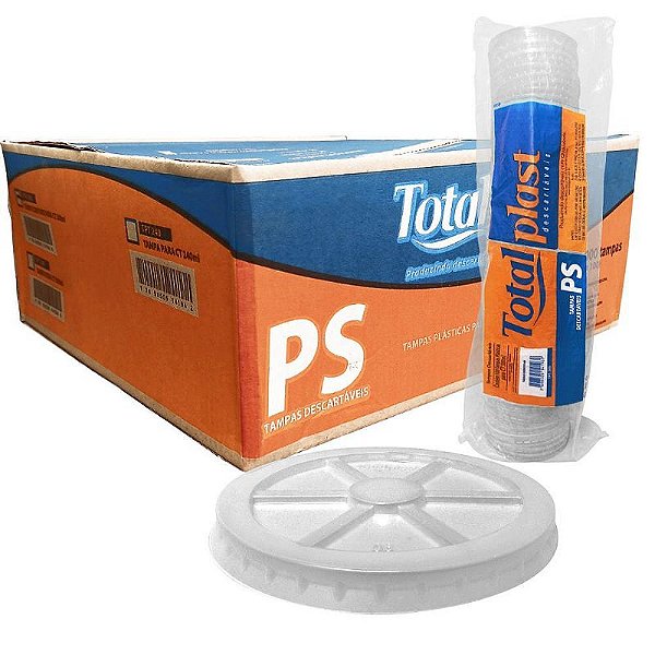 TAMPA PLASTICA P/COPO TERMICO 120ML S/FURO CX C/1000 - (TCT-120) - TOTALPLAST