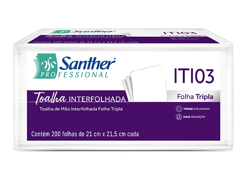 PAPEL TOALHA INTERF INOVATTA FOLHA TRIPLA 22X21,4 CX C/2400 (ITI03) - SANTHER
