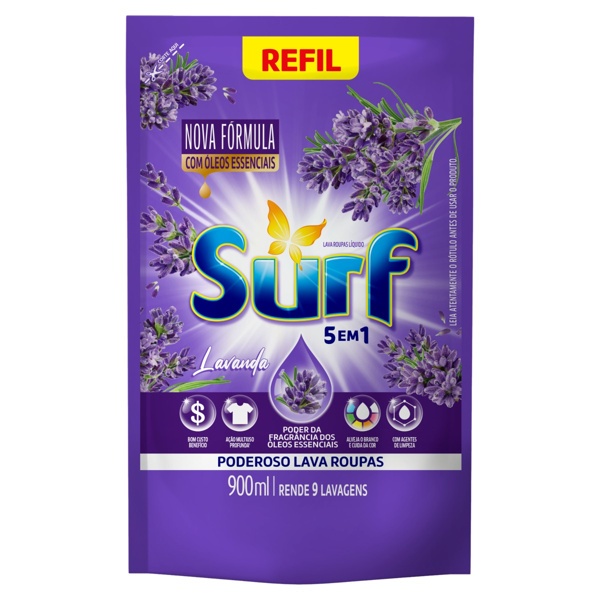 SABAO LIQUIDO LAVA ROUPAS LAVANDA REFIL 900ML - SURF