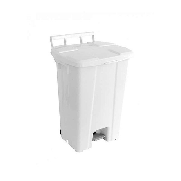 CESTO BRANCO 100LTS COM TAMPA E PEDAL