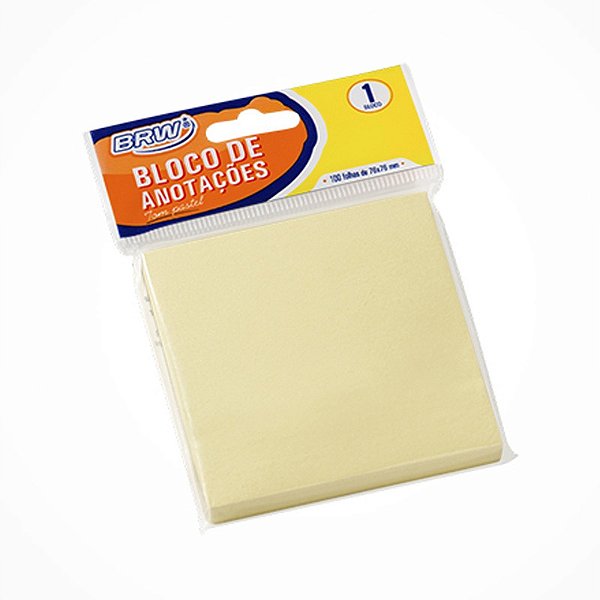 BLOCO ADESIVO 76MM X 76MM AMARELO C/100 - BRW