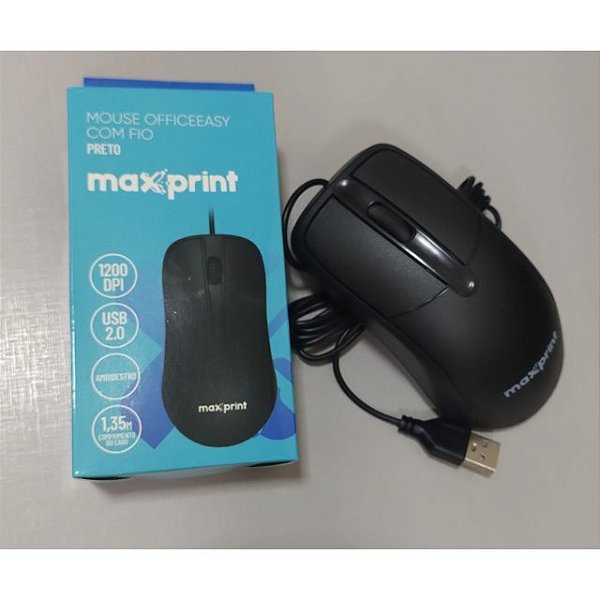 MOUSE OFFICE EASY PRETO C/ FIO USB - MAXPRINT