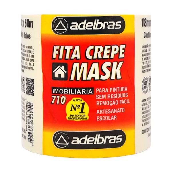 FITA CREPE 18MM X 50MTS PCT C/6 - ADELBRAS