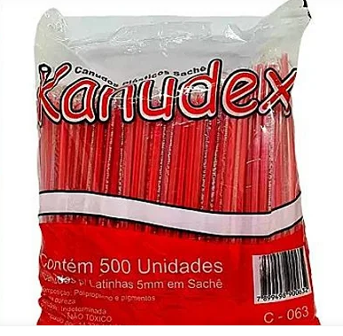 CANUDO PLASTICO VERMELHO EMBALADO INDIVIDUAL P/GARRAFA C/500 - KANUDEX