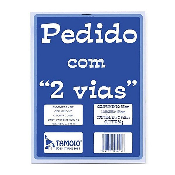 BLOCO DE PEDIDO 1/18 2 VIAS 25X2