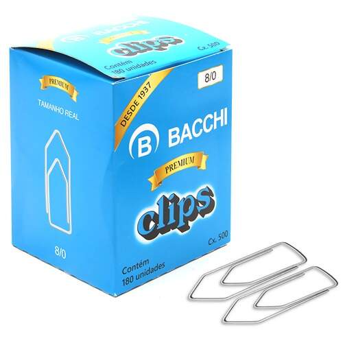 CLIPS 8/0 GALVANIZADO LINHA PREMIUM CX C/180 - BACCHI
