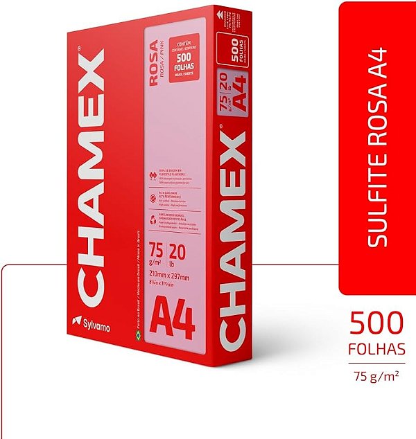 PAPEL A4 ROSA 75G CHAMEX 500 FLS