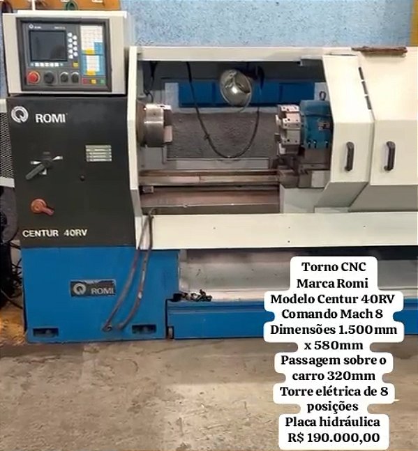 Torno CNC Mach8 1500x580mm
