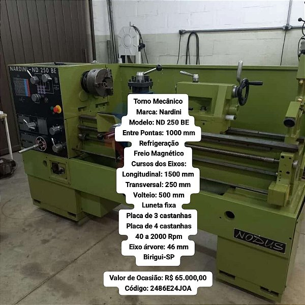 Torno Mecânico Nardini ND 250 1000mm