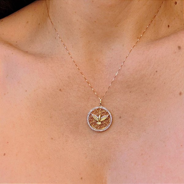 Pingente Mandala Espírito Santo Ouro 18k