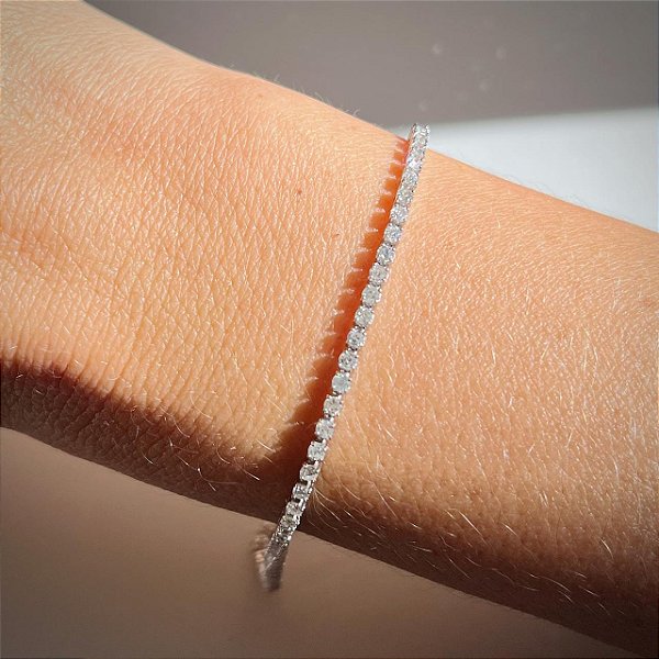Pulseira Riviera Ouro Branco 18 k com Diamantes