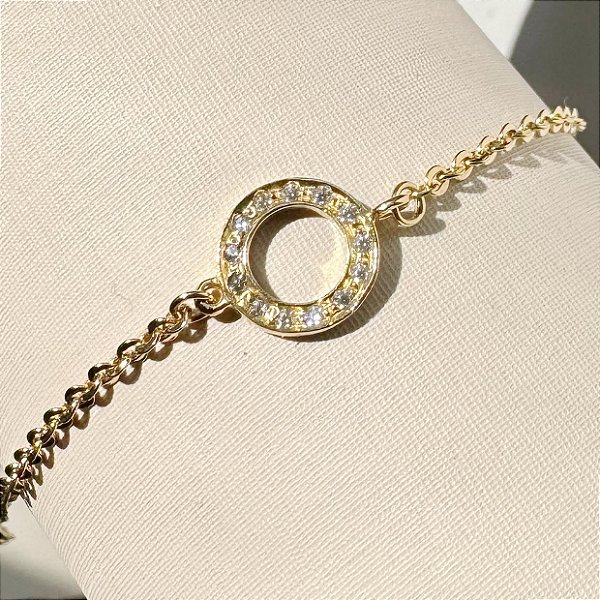Pulseira Liz Elo Português e Zircônias - Ouro 18k