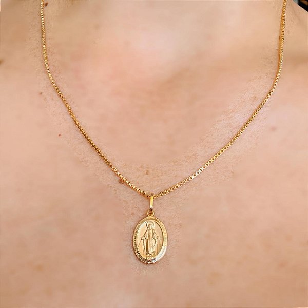 Gargantilha Nossa Senhora das Graças Ouro 18 k
