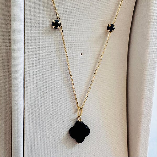 Composição Quartzo Negro - Ouro 18k