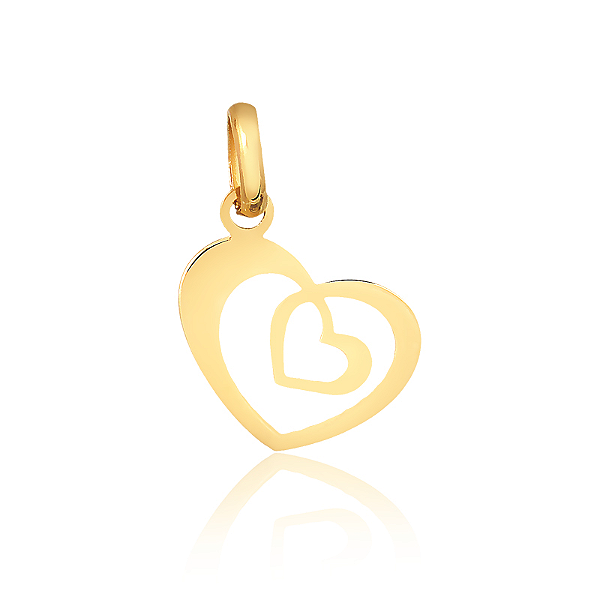 Pingente Coração Duplo Ouro 18k