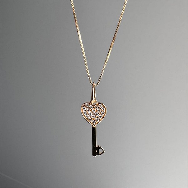 Pingente Chave do Coração - Ouro 18k